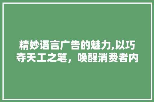 精妙语言广告的魅力,以巧夺天工之笔，唤醒消费者内心的渴望