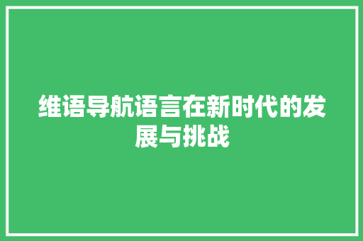 维语导航语言在新时代的发展与挑战
