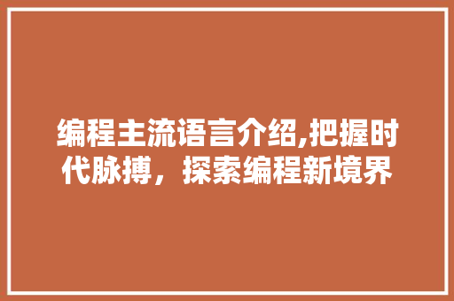 编程主流语言介绍,把握时代脉搏，探索编程新境界