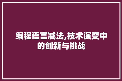编程语言减法,技术演变中的创新与挑战