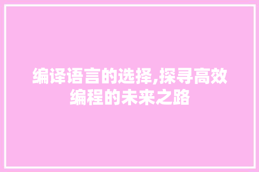 编译语言的选择,探寻高效编程的未来之路