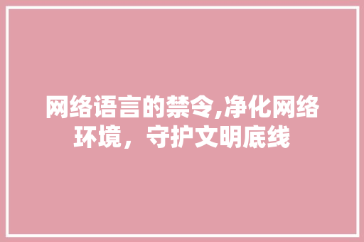 网络语言的禁令,净化网络环境，守护文明底线