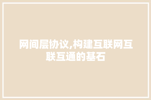 网间层协议,构建互联网互联互通的基石