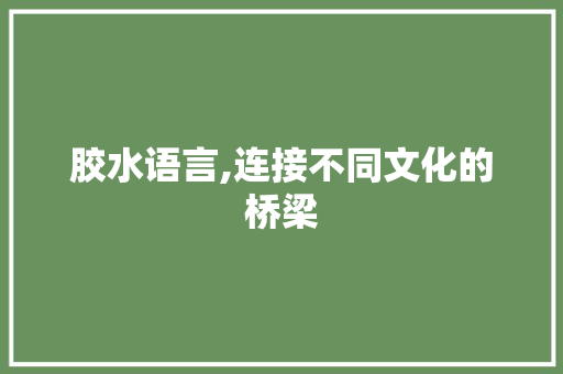 胶水语言,连接不同文化的桥梁