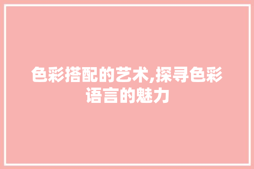 色彩搭配的艺术,探寻色彩语言的魅力