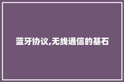 蓝牙协议,无线通信的基石