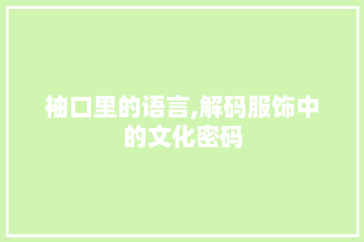 袖口里的语言,解码服饰中的文化密码