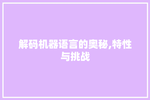解码机器语言的奥秘,特性与挑战