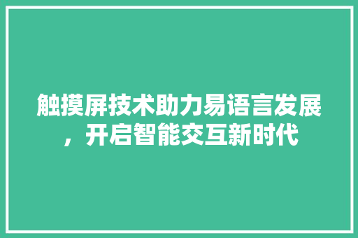 触摸屏技术助力易语言发展，开启智能交互新时代