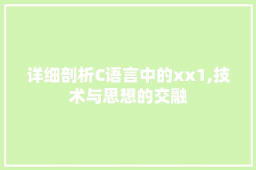 详细剖析C语言中的xx1,技术与思想的交融