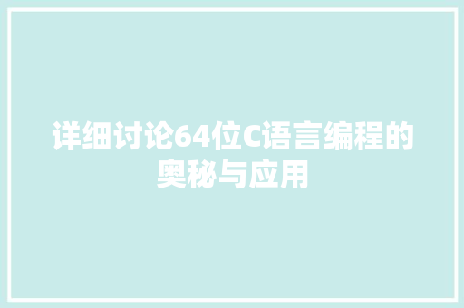 详细讨论64位C语言编程的奥秘与应用