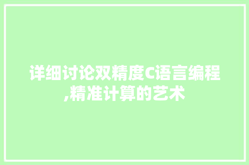 详细讨论双精度C语言编程,精准计算的艺术