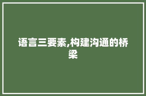 语言三要素,构建沟通的桥梁