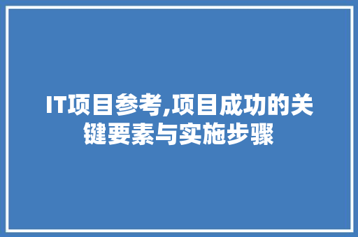 IT项目参考,项目成功的关键要素与实施步骤