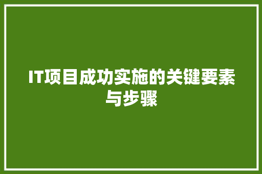 IT项目成功实施的关键要素与步骤
