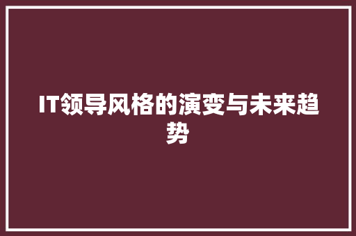 IT领导风格的演变与未来趋势