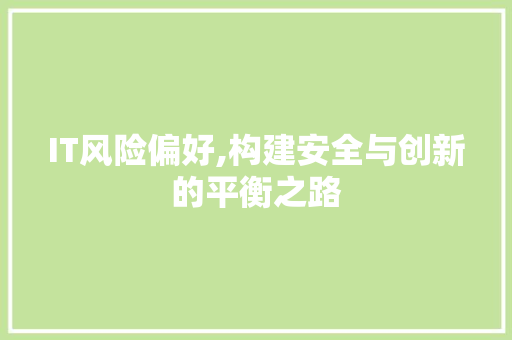 IT风险偏好,构建安全与创新的平衡之路