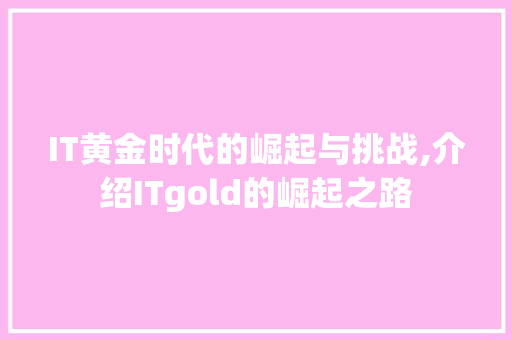 IT黄金时代的崛起与挑战,介绍ITgold的崛起之路