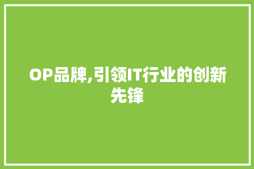 OP品牌,引领IT行业的创新先锋