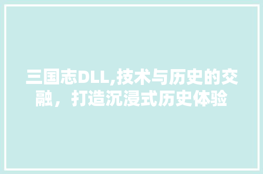 三国志DLL,技术与历史的交融，打造沉浸式历史体验