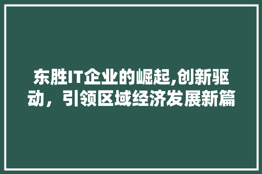东胜IT企业的崛起,创新驱动，引领区域经济发展新篇章