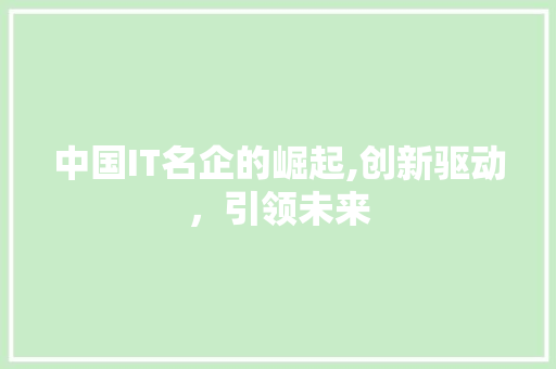 中国IT名企的崛起,创新驱动，引领未来