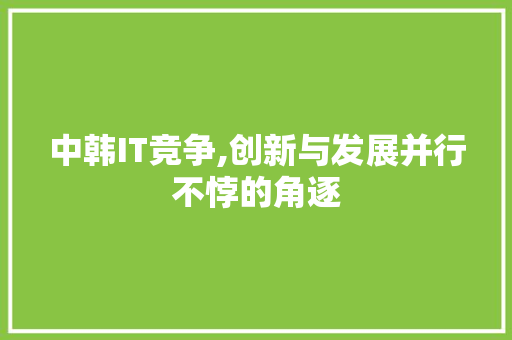 中韩IT竞争,创新与发展并行不悖的角逐