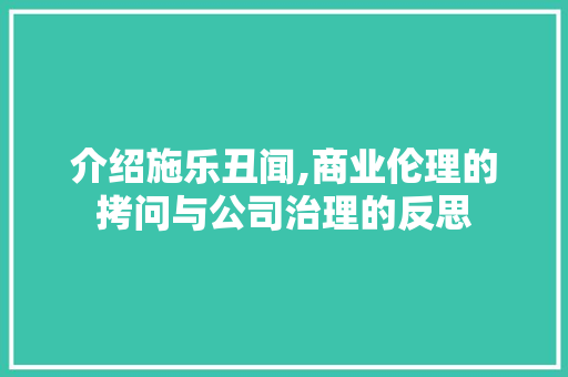 介绍施乐丑闻,商业伦理的拷问与公司治理的反思