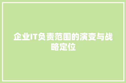 企业IT负责范围的演变与战略定位