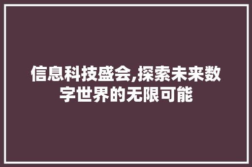 信息科技盛会,探索未来数字世界的无限可能