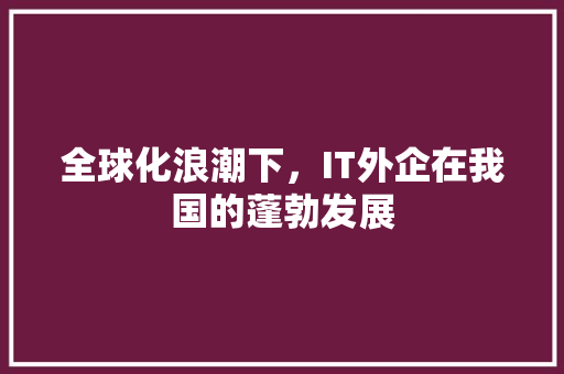 全球化浪潮下，IT外企在我国的蓬勃发展
