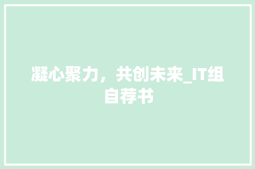 凝心聚力，共创未来_IT组自荐书