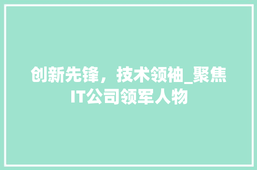 创新先锋，技术领袖_聚焦IT公司领军人物