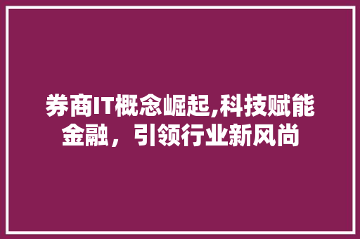 券商IT概念崛起,科技赋能金融，引领行业新风尚