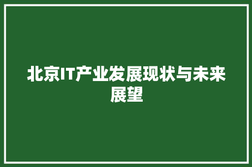 北京IT产业发展现状与未来展望