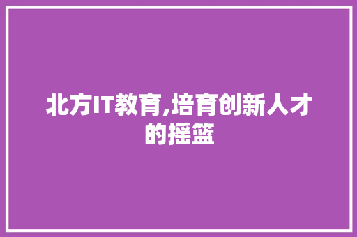 北方IT教育,培育创新人才的摇篮