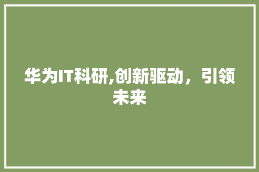 华为IT科研,创新驱动，引领未来