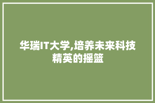 华瑞IT大学,培养未来科技精英的摇篮
