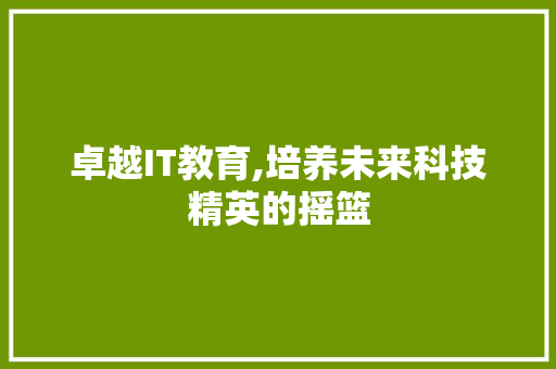 卓越IT教育,培养未来科技精英的摇篮