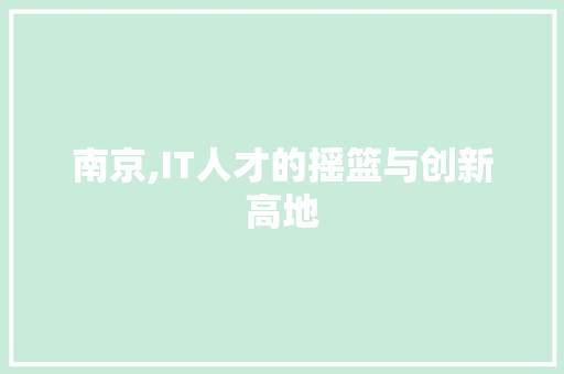南京,IT人才的摇篮与创新高地