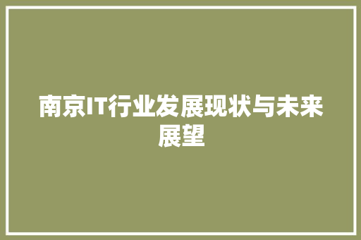 南京IT行业发展现状与未来展望