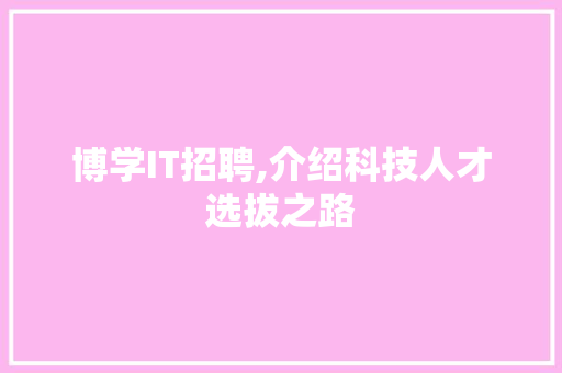 博学IT招聘,介绍科技人才选拔之路
