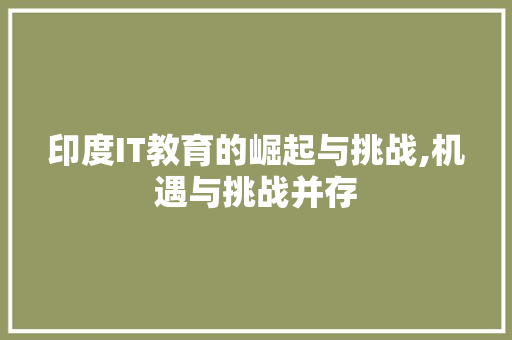 印度IT教育的崛起与挑战,机遇与挑战并存