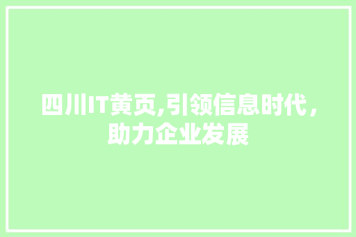 四川IT黄页,引领信息时代，助力企业发展