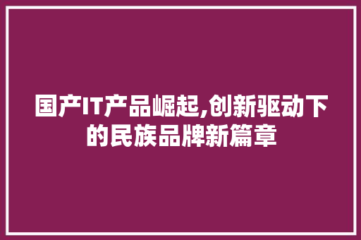 国产IT产品崛起,创新驱动下的民族品牌新篇章