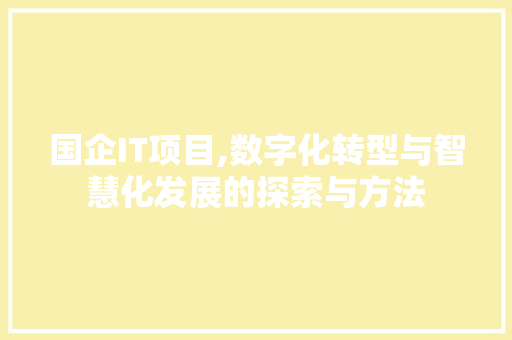 国企IT项目,数字化转型与智慧化发展的探索与方法