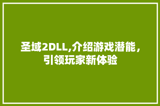 圣域2DLL,介绍游戏潜能，引领玩家新体验