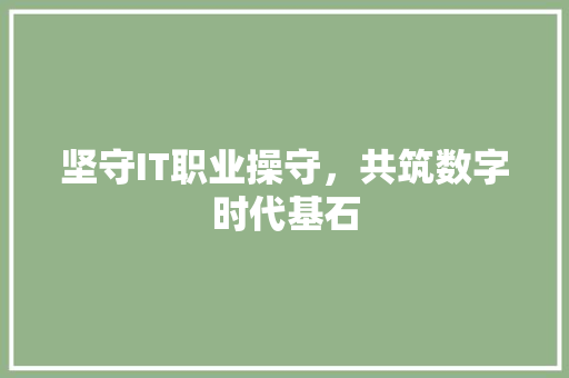 坚守IT职业操守，共筑数字时代基石