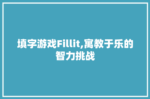 填字游戏Fillit,寓教于乐的智力挑战