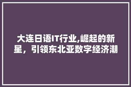 大连日语IT行业,崛起的新星，引领东北亚数字经济潮流